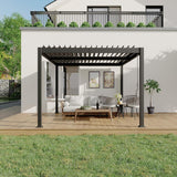 Patioslife Atlantic™ |10 x 10ft Aluminium Louvered Pergola with Adjustable Roof, Modern Outdoor Shade Structure for Garden, Deck & Patio