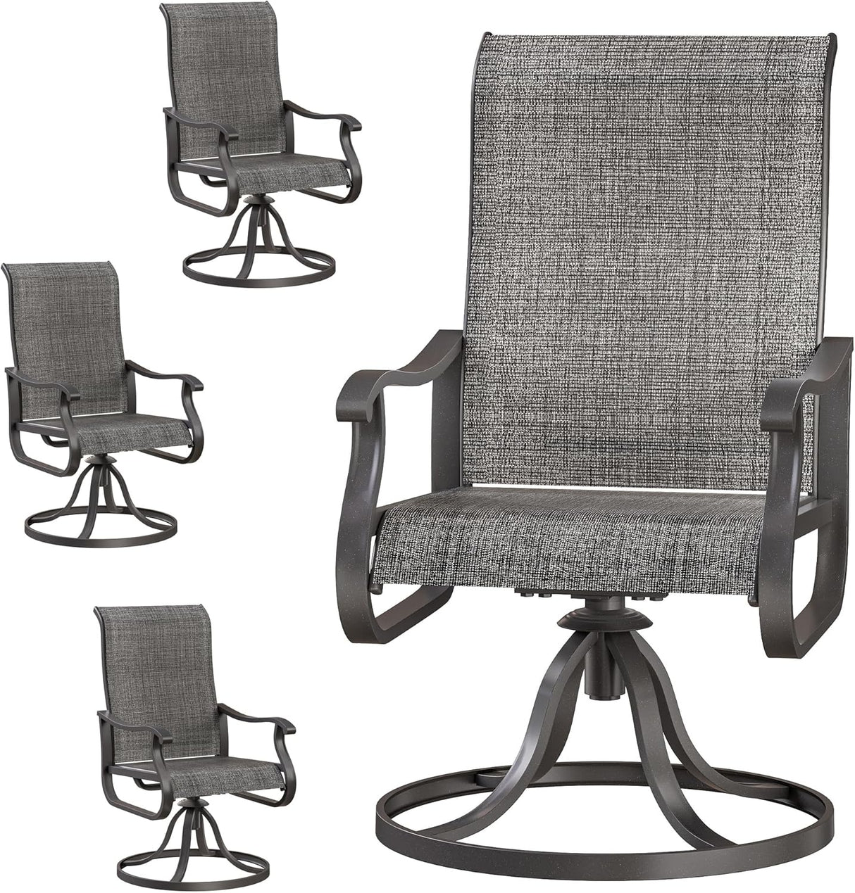 Patioslife Outdoor Swivel Dining Chairs for Lawn, Porch or Garden
