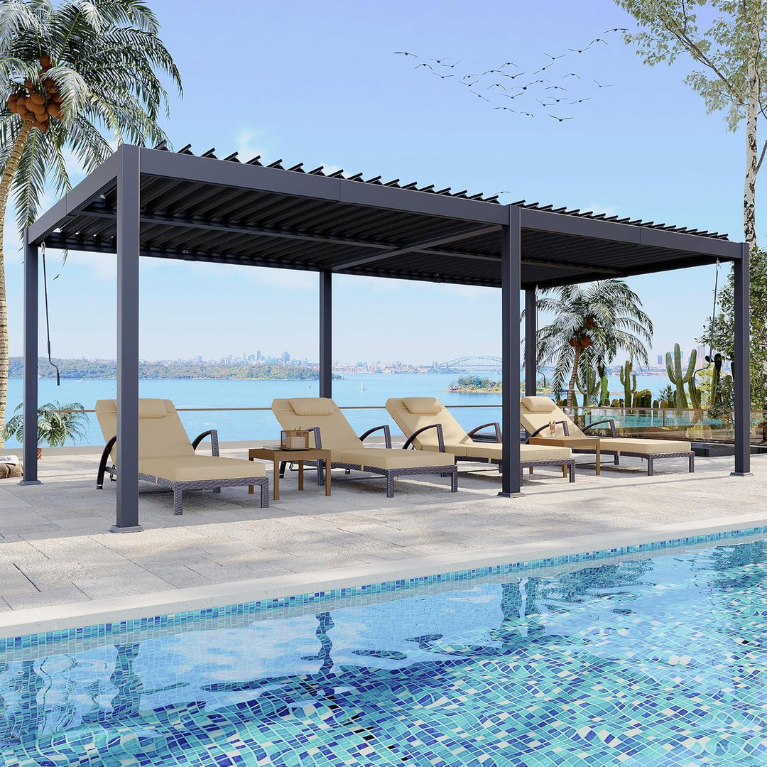Patioslife Atlantic |10 x 20ft Contemporary Aluminium Louvered Pergola –  US-Patioslife