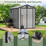 Outdoor  Storage Shed with Floor Patioslife YardVault , All-Weather Waterproof Plastic Garden Shed in Resin with Lock and Window for Backyard, Heavy-Duty Storage Shed for Tools, Bikes & Lawn Equipment
