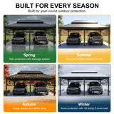 Patioslife All-Weather Aluminum Carport – Steel Roof Canopy for Cars, Motorcycles, RVs & Boats