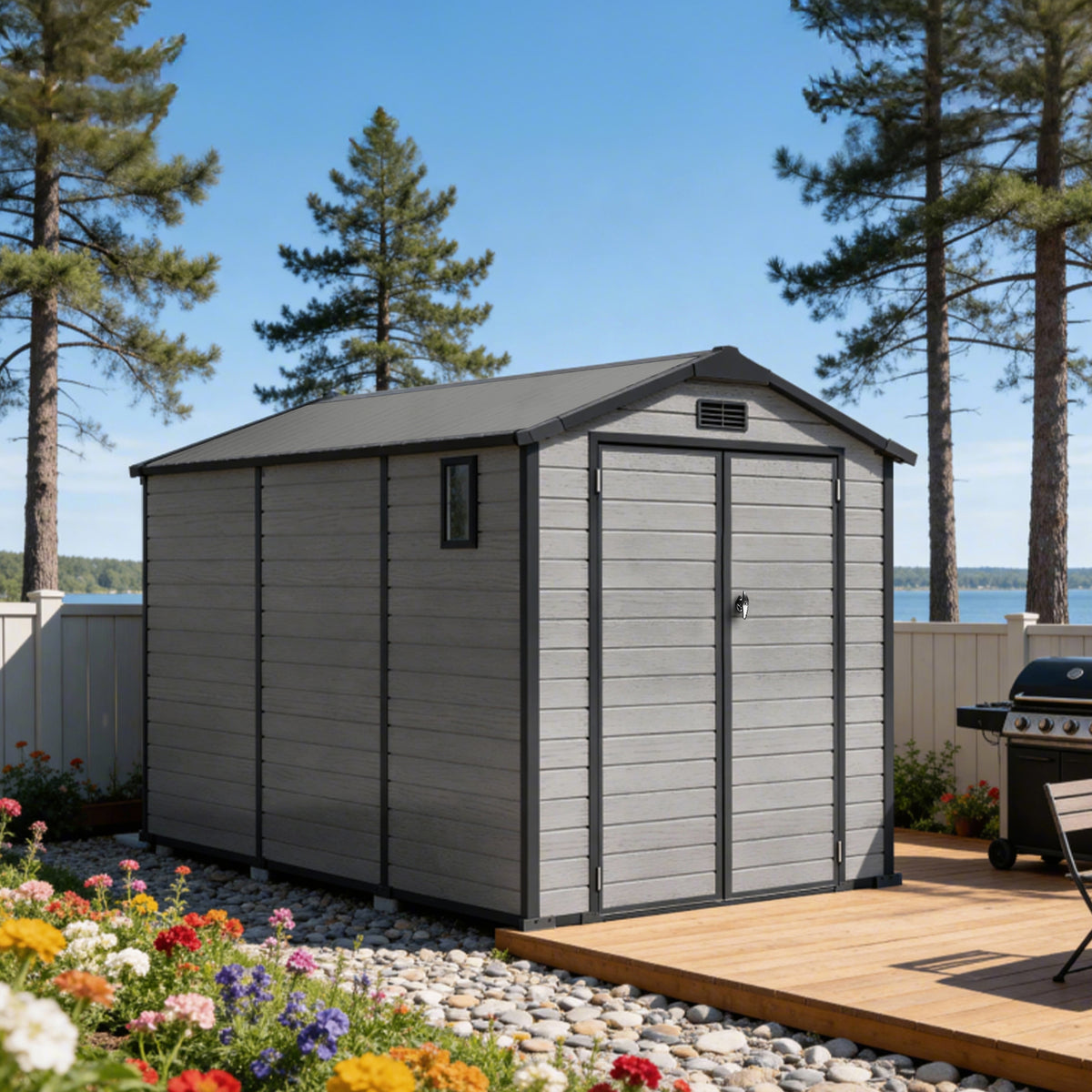 Patioslife YardVault Outdoor Storage Shed with Floor, All-Weather Resin Shed for Tools, Bikes & Lawn Equipment