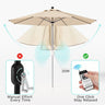 Patioslife 9ft beige motorized patio umbrella with remote control and easy tilt adjustment for garden deck or poolside shade