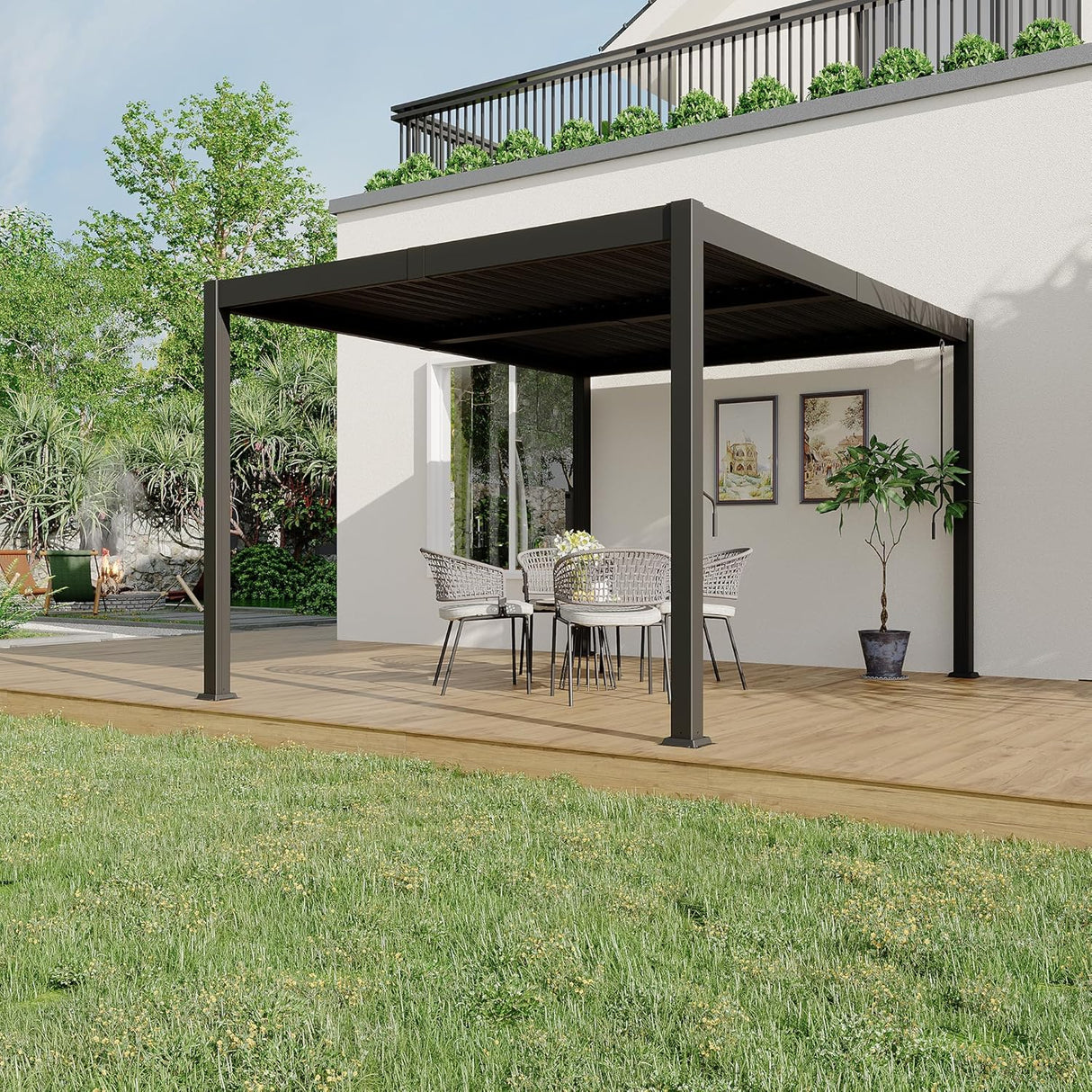 Patioslife Atlantic™ | 10 x 13ft  Heavy-Duty Aluminium Louvered Pergola, Freestanding Weather-Resistant Shelter for Backyard & Poolside