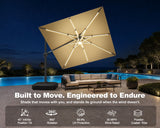 Patioslife Signature Series Rotating Cantilever Patio Umbrella with Adjustable Tilt for Garden & Poolside