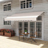 Patioslife 12'x10' Retractable Awning, Beige and White Manual Crank Patio Awning with UV-Resistant Canopy for Deck Balcony