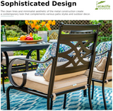 Patioslife 7 PCS Patio Dining Set – Rectangular Table with Umbrella Hole & 6 Cushioned Chairs for Backyard｜Porch｜Balcony｜Deck