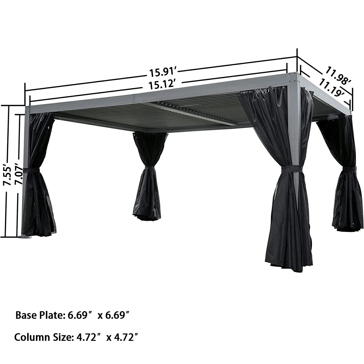 Patioslife Aluminum Louvered Pergola - Gray