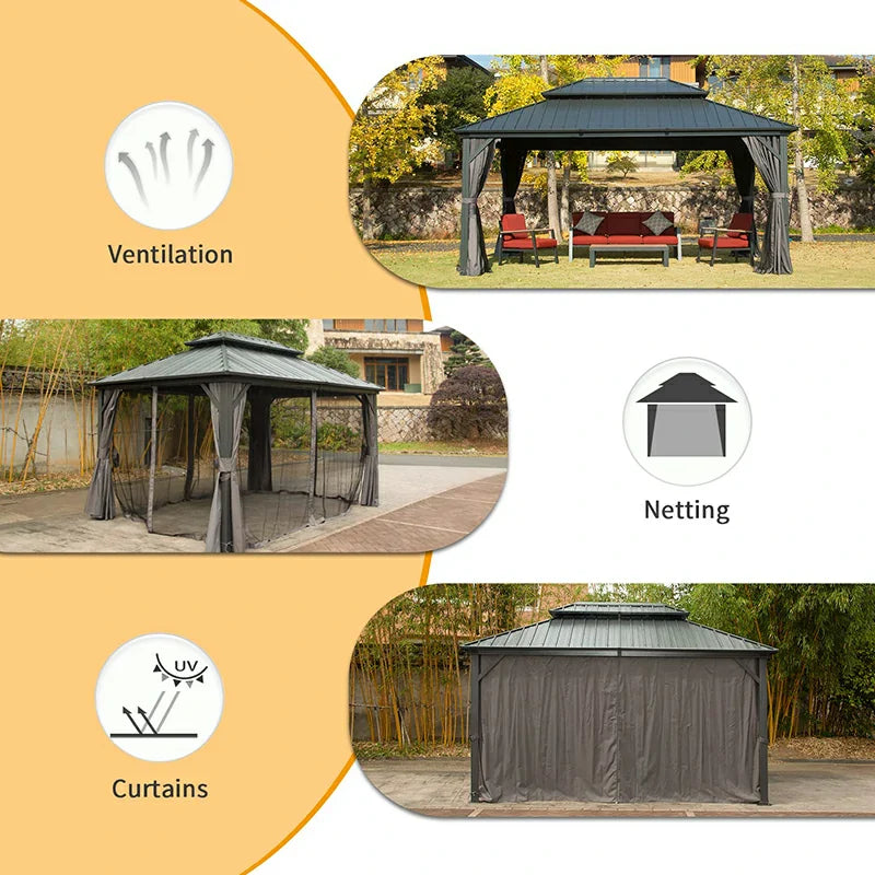 Hardtop Gazebo Classic W/ Netting & Curtain