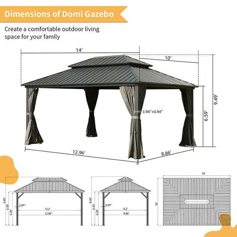 Hardtop Gazebo Classic W/ Netting & Curtain