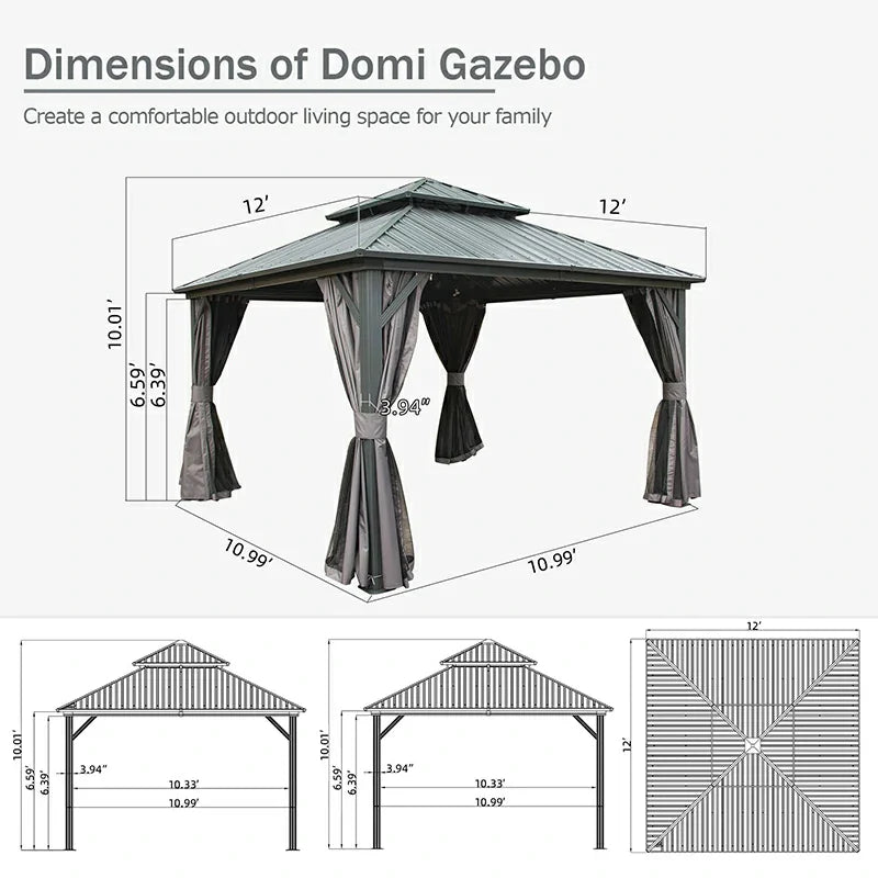 Hardtop Gazebo Classic W/ Netting & Curtain