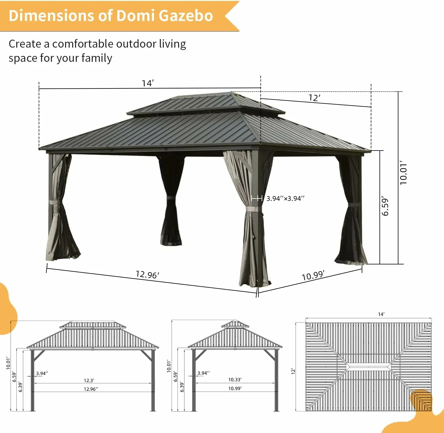 Hardtop Gazebo Classic W/ Netting & Curtain