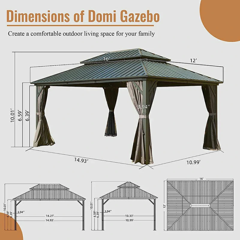 Hardtop Gazebo Classic W/ Netting & Curtain