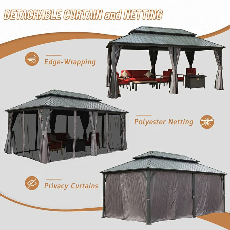 Hardtop Gazebo Classic W/ Netting & Curtain