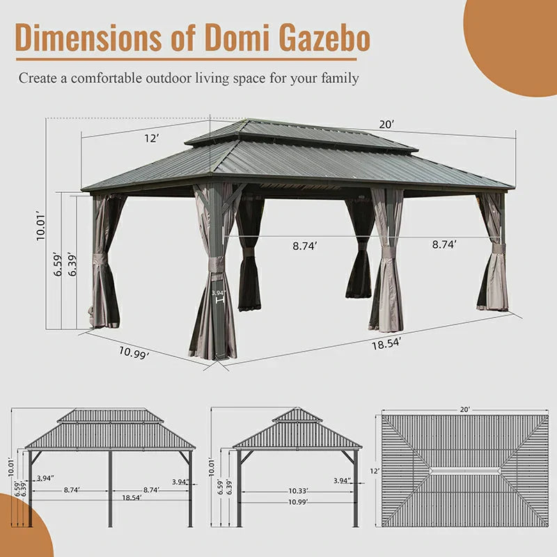 Hardtop Gazebo Classic W/ Netting & Curtain