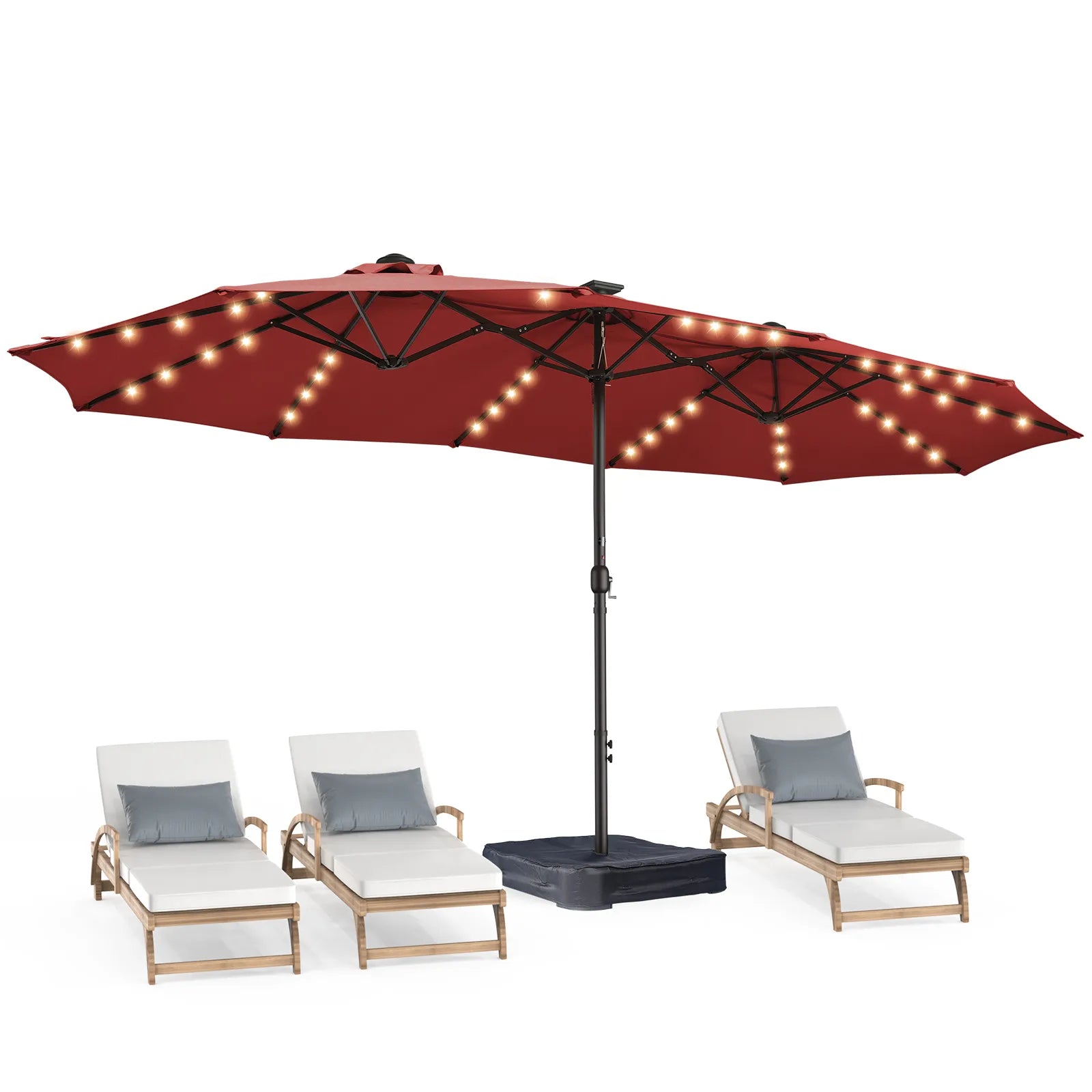 Patioslife 15'x 9' Double-Sided Patio Umbrella with LED Lights