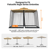 Patioslife Mosquito Net for Cantilever Patio Umbrella – Zippered Bug Netting Enclosure with Weighted Hem, Fits 8–13 ft Umbrellas