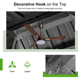 Patioslife grey 12x16ft gazebo top hooks for lights and fans, outdoor ceiling accessories