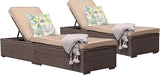 Patioslife Outdoor Reclining Chaise Lounges – Grey Rattan Adjustable Chairs with Cushions for Poolside & Garden