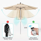 9ft Motorized Patio Umbrella – Remote Control, Easy Tilt Adjustment & Optional Base for Garden, Deck or Poolside Shade
