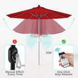 9ft Motorized Patio Umbrella – Remote Control, Easy Tilt Adjustment & Optional Base for Garden, Deck or Poolside Shade