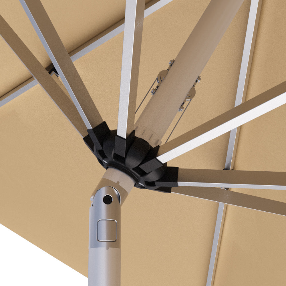 9ft Motorized Patio Umbrella – Remote Control, Easy Tilt Adjustment & Optional Base for Garden, Deck or Poolside Shade