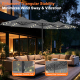 Patioslife Aegis Premium Motorized Double-Sided Patio Umbrella — Remote Control, UPF 50+, Solar LED & Windproof Frame