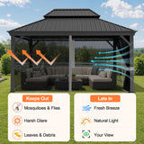 Patioslife Gazebo Replacement Mesh Netting – 300GSM Insect Screen, Double Track Sliding Mesh Panel for Outdoor Gazebo