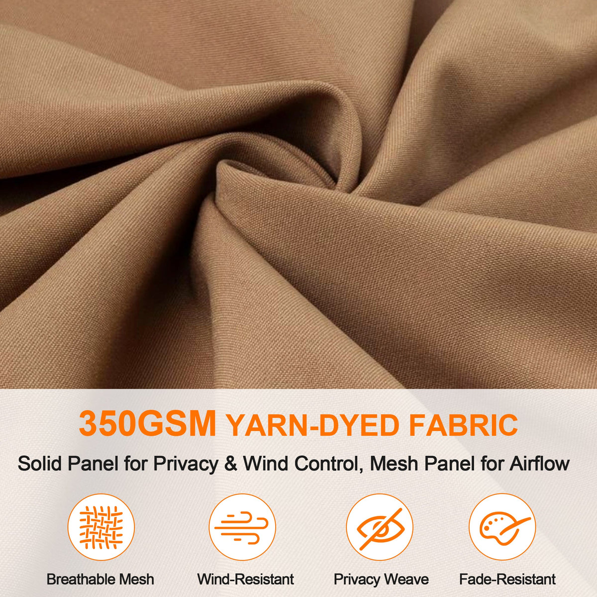 Patioslife Gazebo Replacement Curtain – 350GSM Solid Privacy Panel, Double Track Sliding Curtain for Outdoor Gazebo
