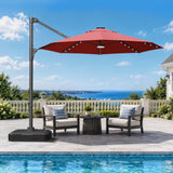 Patioslife Aegis 10ft Round Cantilever Patio Umbrella with solar LED lights | Premium Cover | Large Base