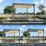 Patioslife Atlantic Retractable Pergola with Adjustable Canopy — Heavy-Duty Outdoor Shade Structure