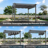 Patioslife Atlantic Retractable Pergola with Adjustable Canopy — Heavy-Duty Outdoor Shade Structure