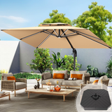 Patioslife Aegis Pro™ Premium Cantilever Umbrella with LED Strip Lights, Fibreglass Ribs & Powder-Coated Aluminium Pole — Luxury Garden & Patio Shade