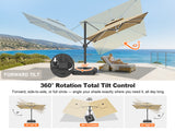 Patioslife Signature Series Rotating Cantilever Patio Umbrella with Adjustable Tilt for Garden & Poolside