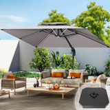 Patioslife Aegis Pro™ Premium Cantilever Umbrella with LED Strip Lights, Fibreglass Ribs & Powder-Coated Aluminium Pole — Luxury Garden & Patio Shade