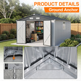 Patioslife YardVault Pro Metal Storage Shed with Window, Galvanized Steel Outdoor Tool Shed