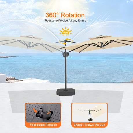 Patioslife Aegis Pro Cantilever Umbrella with Reinforced Aluminum Ribs and Pole for Patios, Gardens & Decks