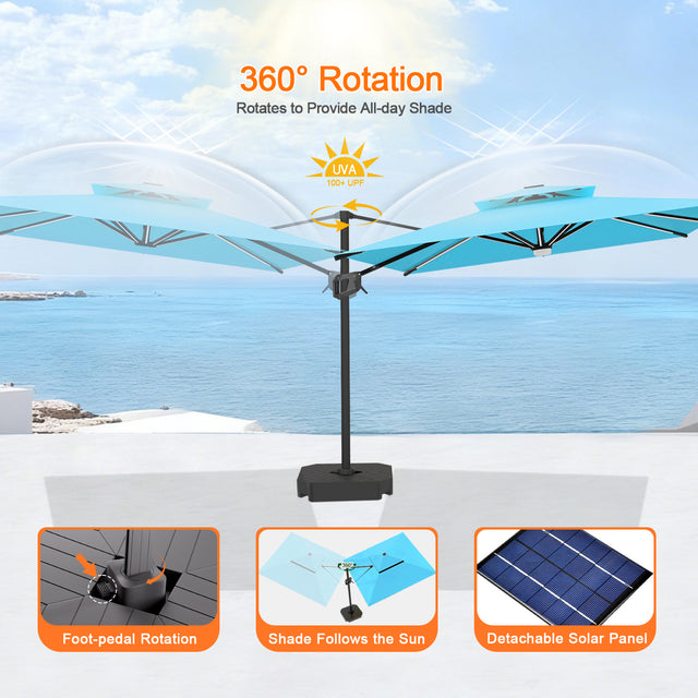 Patioslife Aegis Premium Cantilever Umbrella with Built-In LED Strip Lights and Reinforced Aluminum Ribs & Pole for Patios & Gardens