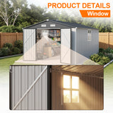 Patioslife YardVault Pro Metal Storage Shed with Window, Galvanized Steel Outdoor Tool Shed