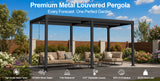 Patioslife Atlantic | Metal Louvered Pergola with Adjustable Roof, Freestanding All-Weather Shelter for Deck, Patio & Poolside