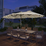 Patioslife Horizon Haven 15x9ft beige double sided patio umbrella with LED lights for outdoor patio shade