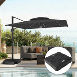 Patioslife 10x13ft black cantilever umbrella with LED lights and heavy duty base for outdoor patio and poolside shade