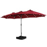 Patioslife 15x9ft burgundy double sided patio umbrella with LED lights for backyard patio shade