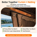 Patioslife Gazebo Replacement Curtain – 350GSM Solid Privacy Panel, Double Track Sliding Curtain for Outdoor Gazebo