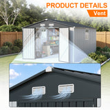 Patioslife YardVault Pro Metal Storage Shed with Window, Galvanized Steel Outdoor Tool Shed