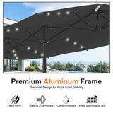 Patioslife Aegis Premium Motorized Double-Sided Patio Umbrella — Remote Control, UPF 50+, Solar LED & Windproof Frame