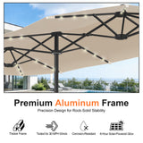 Patioslife Aegis Premium Motorized Double-Sided Patio Umbrella — Remote Control, UPF 50+, Solar LED & Windproof Frame