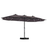 Patioslife 15x9ft coffee double sided patio umbrella with LED lights for outdoor dining and patio shade