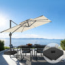 Patioslife 10x13 ft cream cantilever umbrella with LED lights and wheeled base for ocean view patio shade