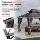 Patioslife Haven Luxury Hardtop Gazebo with 4.7” x 4.7” Reinforced Aluminum Posts, Built-In Drainage Gutters, Curtains & Netting for Patios & Backyards